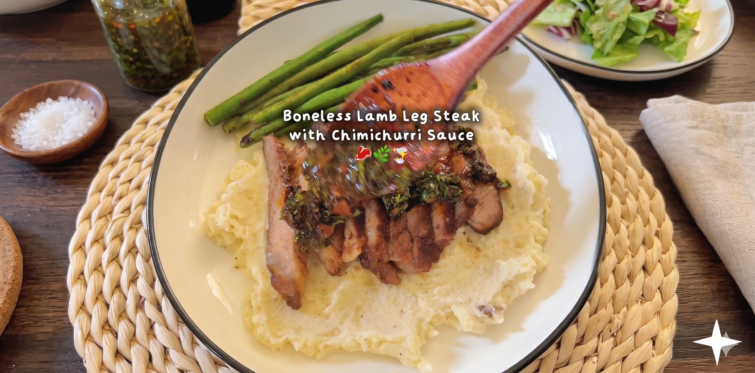 Boneless Lamb Leg Steak with Chimichurri Sauce