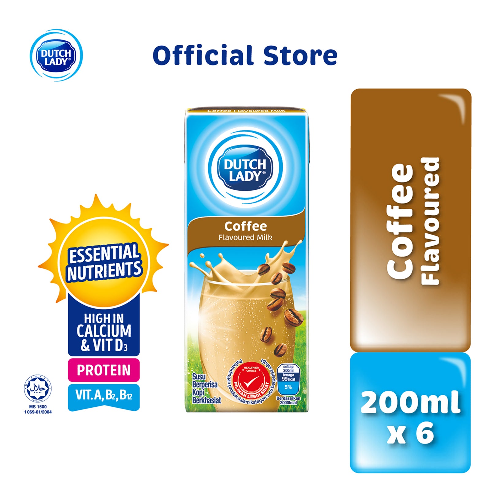 Dutch Lady Pure Farm Coffee UHT Milk 200ml x 6