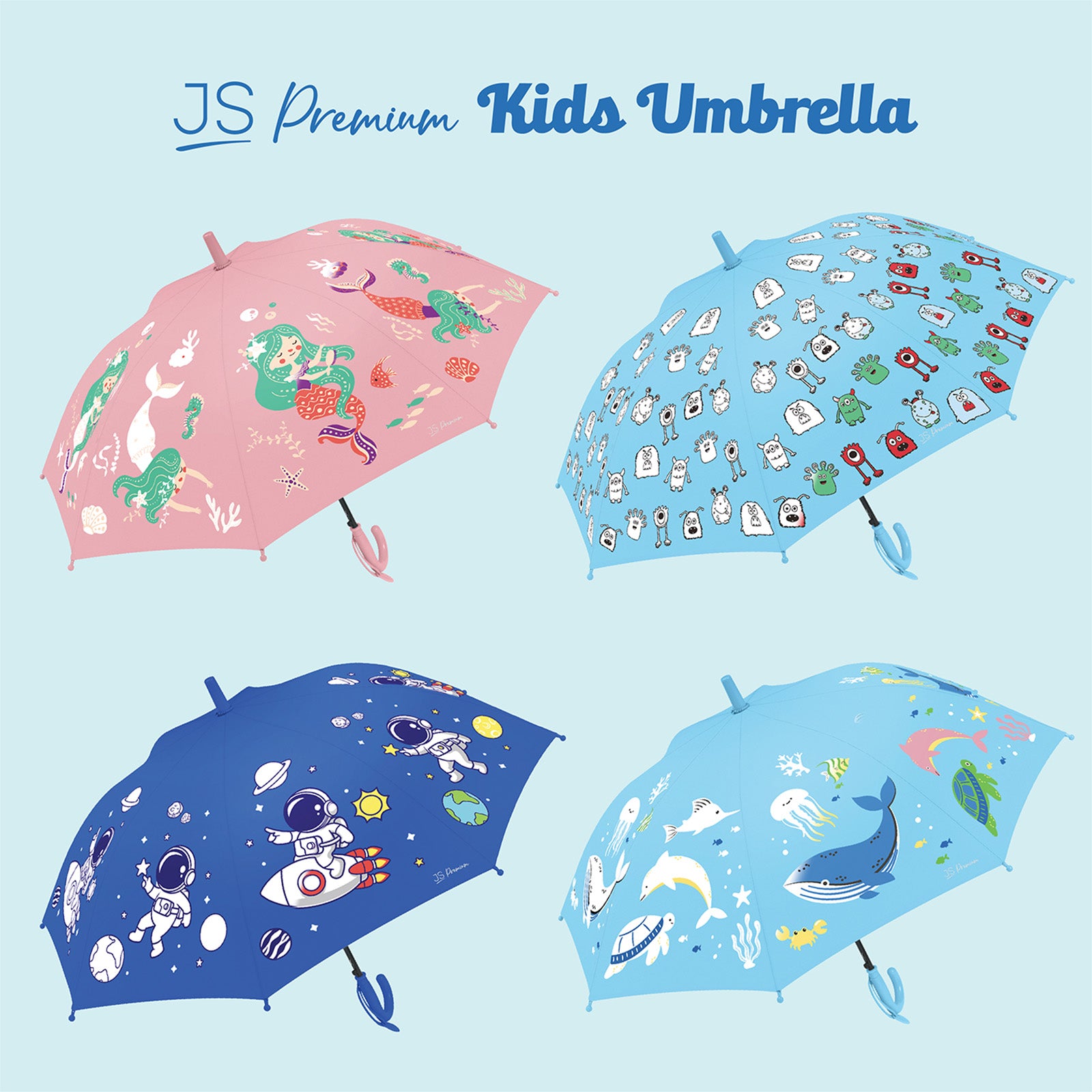 JS Premium Kids Umbrella Grey Dinosaur 1unit